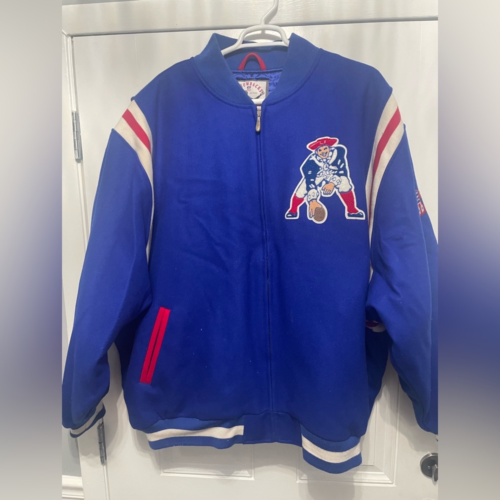2005 NFL COLLECTION MITCHELL & NESS THROWBACK NEW ENGLAND PATRIOTS WOOL JACKET